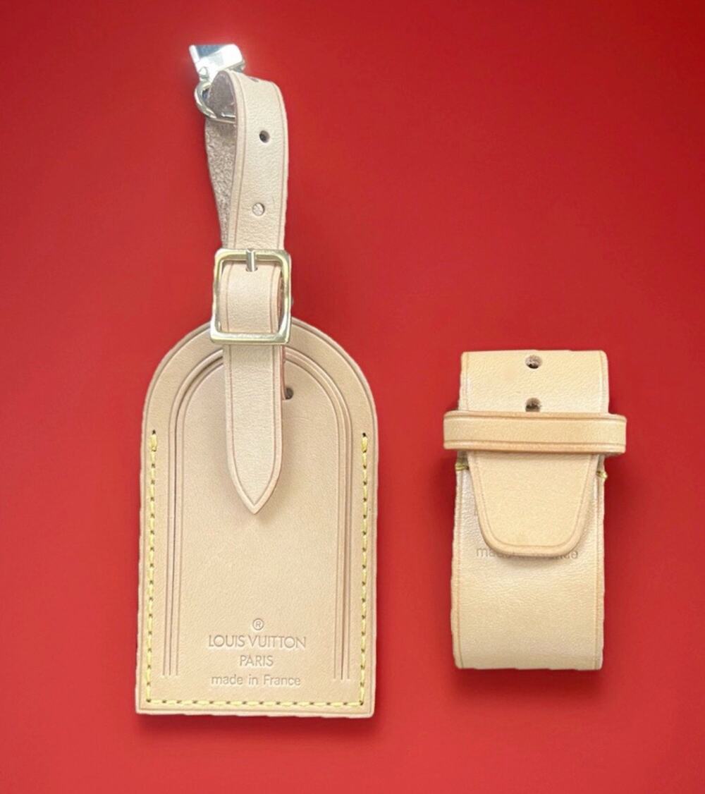 Louis Vuitton Name Tag Vachetta Large w/ Poignet Strap Beige France - Set 008